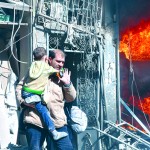 A man rescues a child in Syria A man rescues a child in Syria