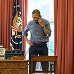 President Barack Obama talks on the phone in the Oval Office with Russian President Vladimir Putin about the situation in Ukraine President Barack Obama talks on the phone in the Oval Office with Russian President Vladimir Putin about the situation in Ukraine