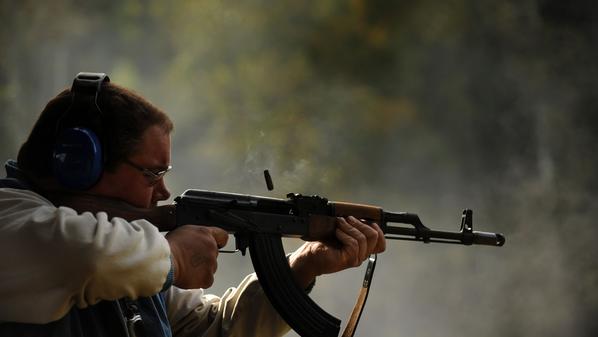 Gun Enthusiasts Attend Machine Gun Shoot And Military Weapons Show