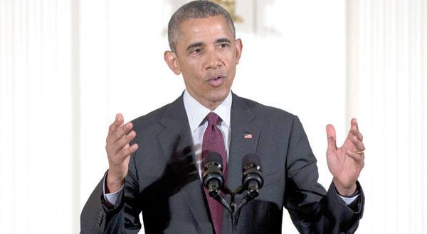 الرئيس الأميركي باراك أوباما بمؤتمر صحافي في البيت الأبيض