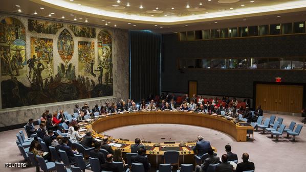 Members of the United Nations Security Council address a resolution in New York